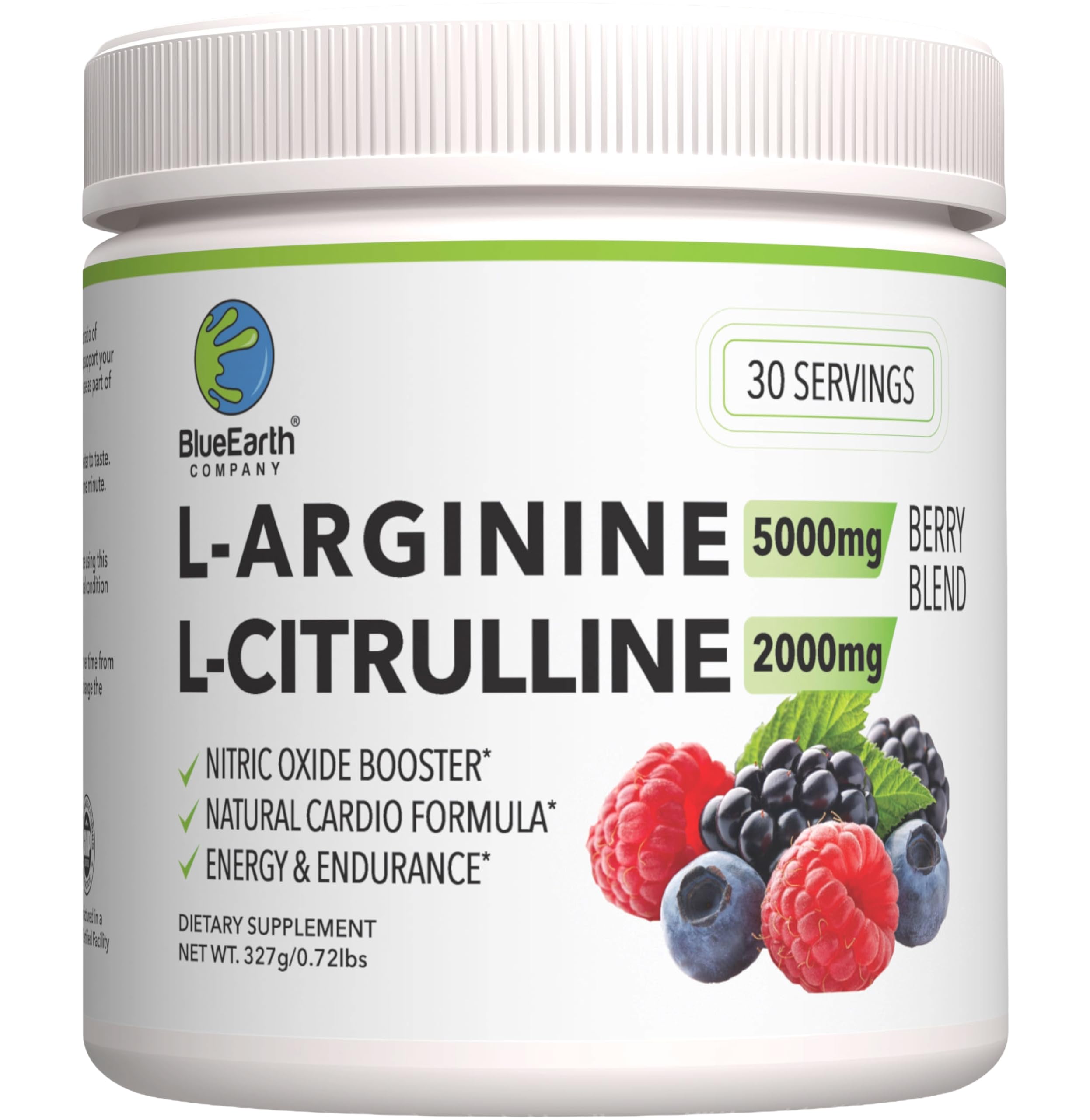 BlueEarth Company pote con arginina 5000 mg y citrulina 2000 mg para rendimiento.