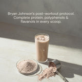 Batido proteina chocolate con leche vegetal de Blueprint Bryan Johnson, desayuno rápido.