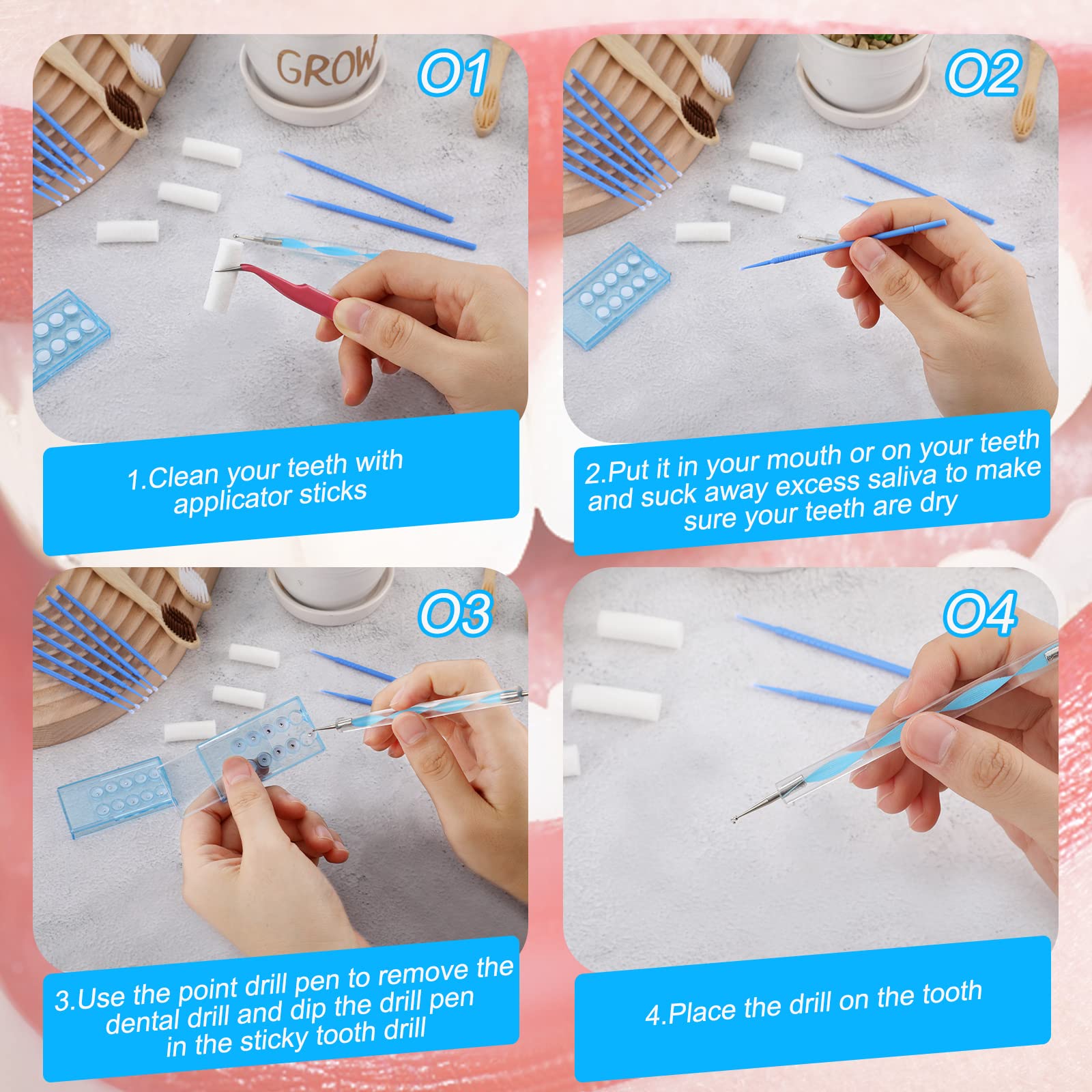 Aplicadores Boao para gemas dentales permiten colocarlas con precisión.