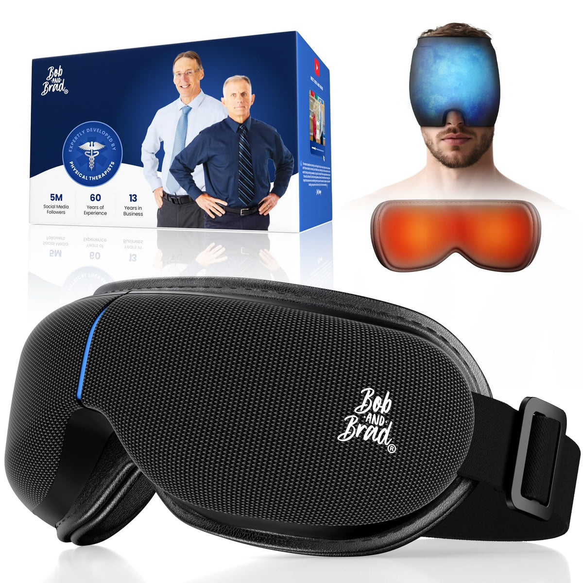 BOB AND BRAD EyeOasis 3 Elite, vista frontal, masaje ocular con calor y frío para relajación