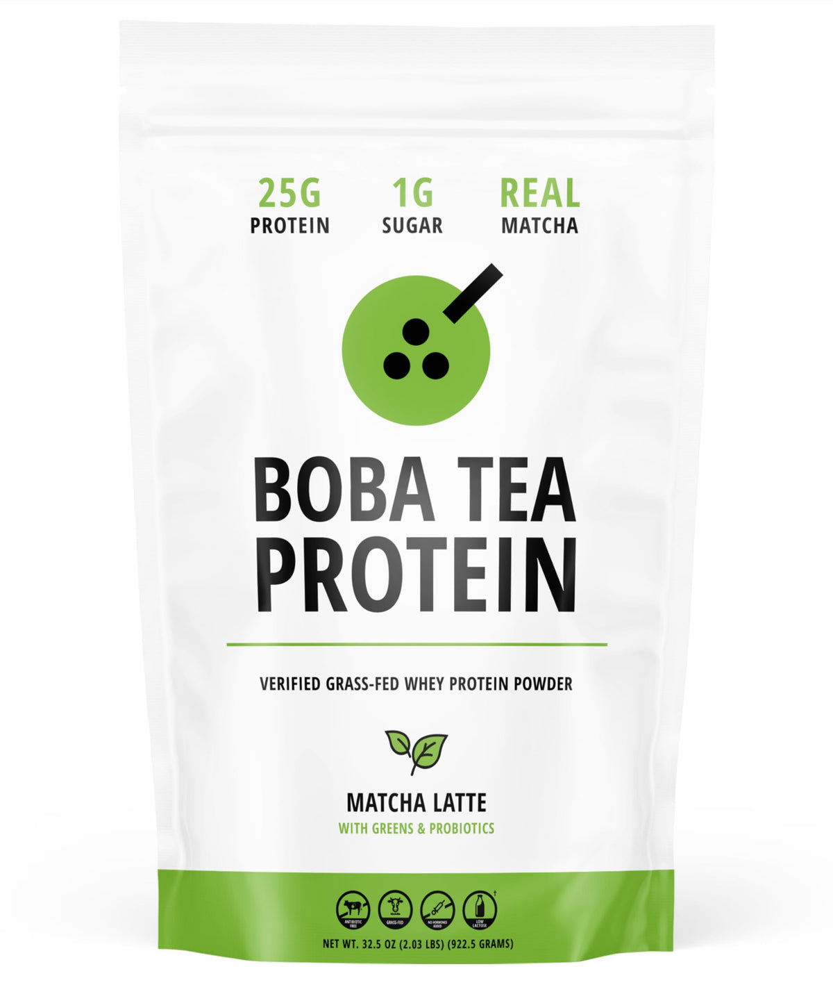 Boba Tea Protein Matcha Latte: envase premium para un batido proteico con sabor a matcha