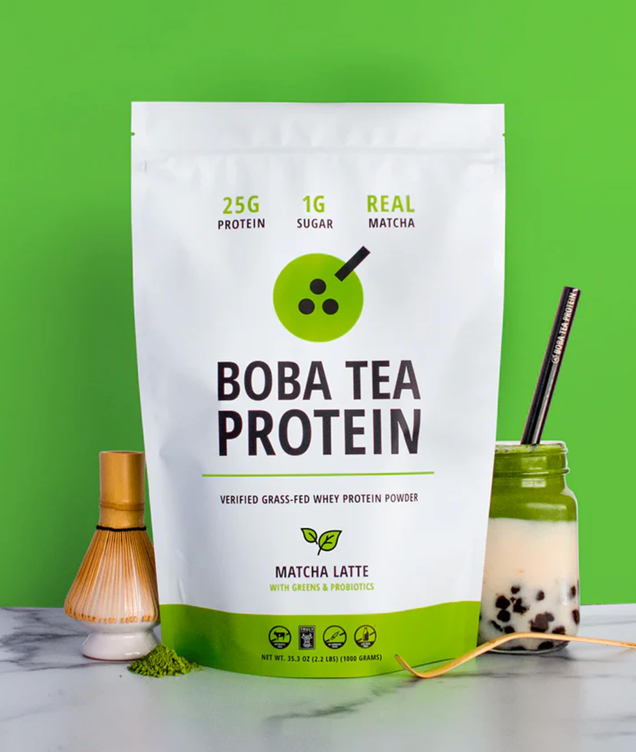 Boba Tea Protein Matcha Latte: mezcla lista para batido, sabor auténtico de té
