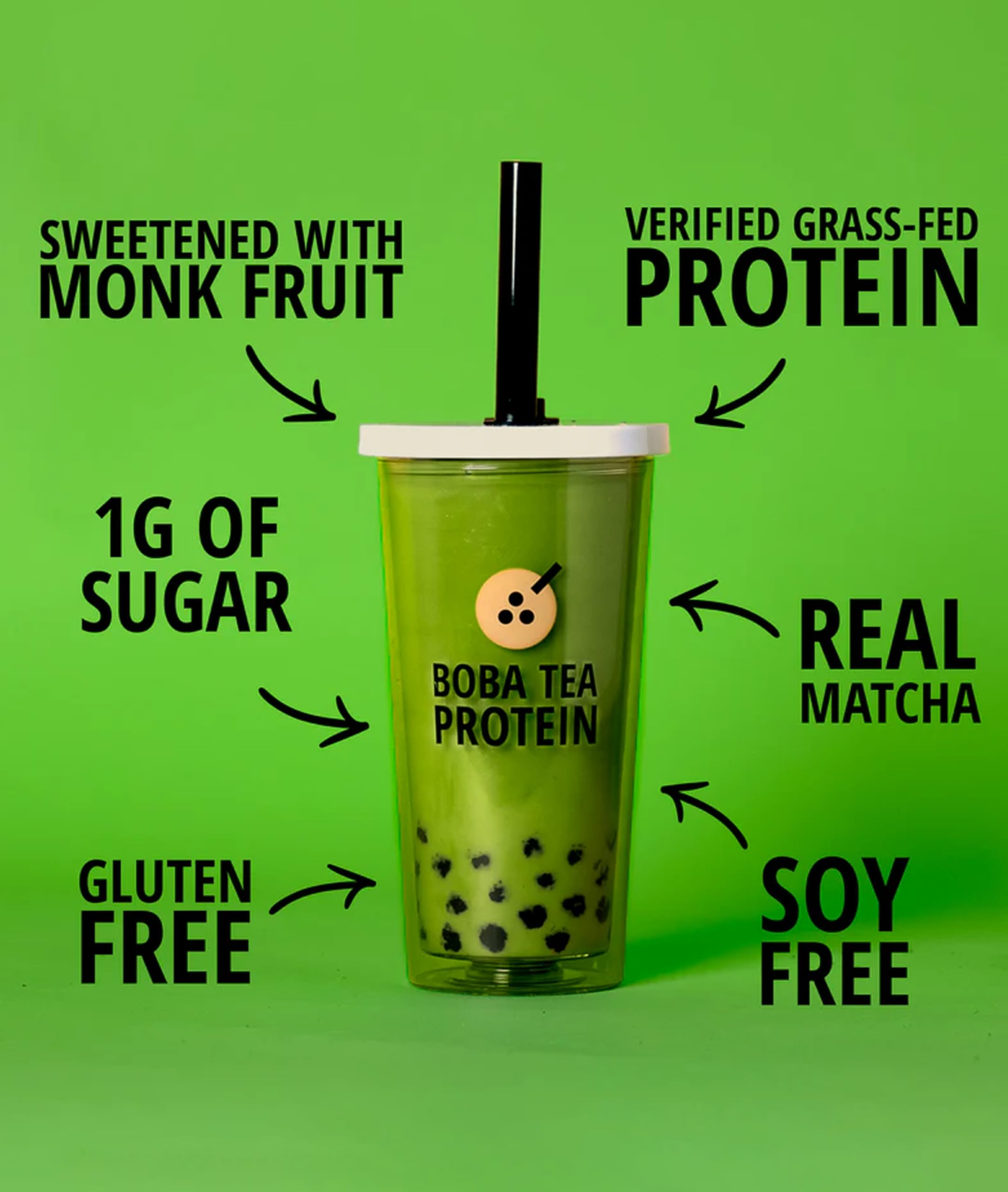 Boba Tea Protein Matcha Latte: textura cremosa gracias a crema de coco