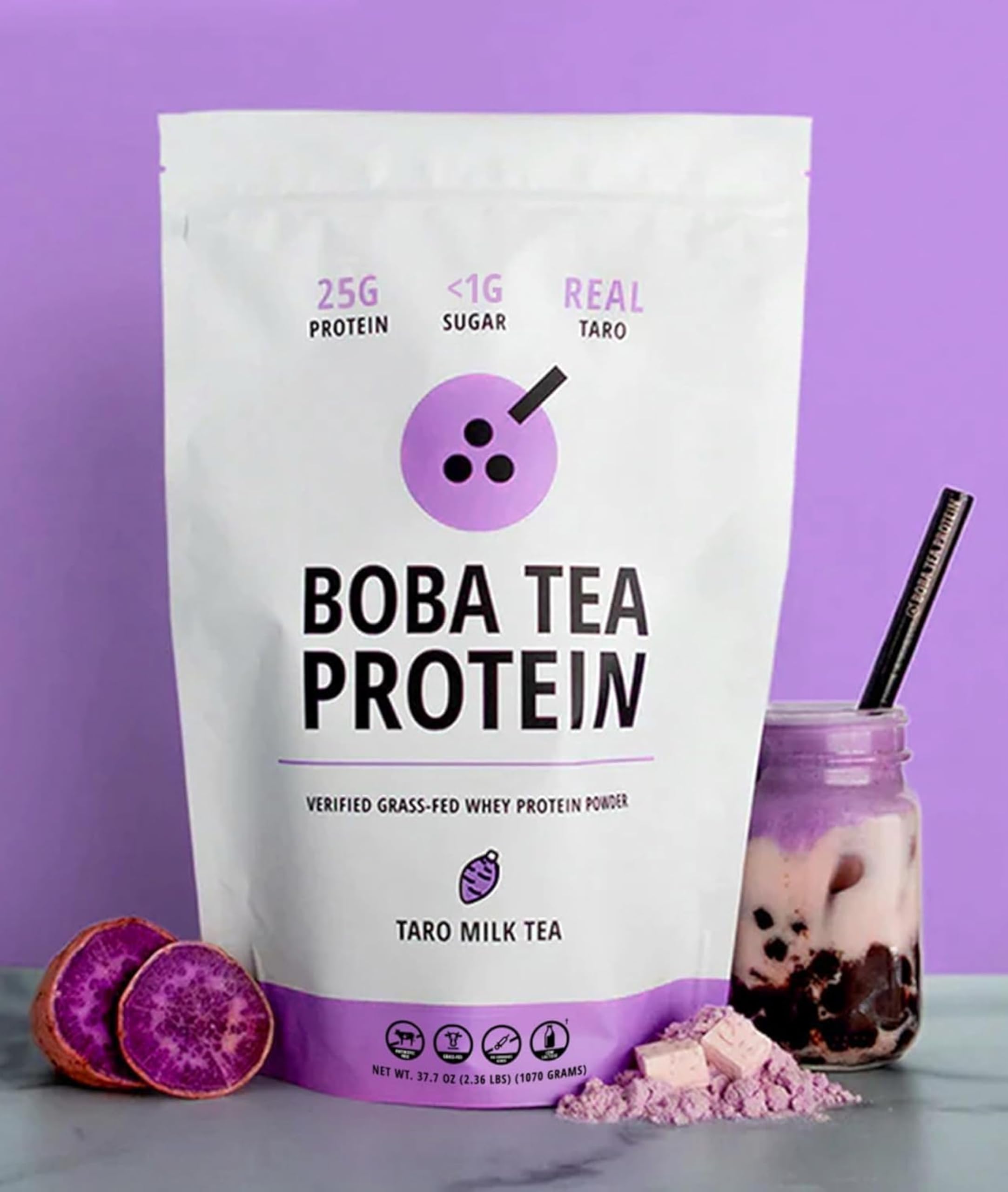 Proteína Boba Tea Suero Orgánico: primer plano de suero orgánico para nutrición diaria.