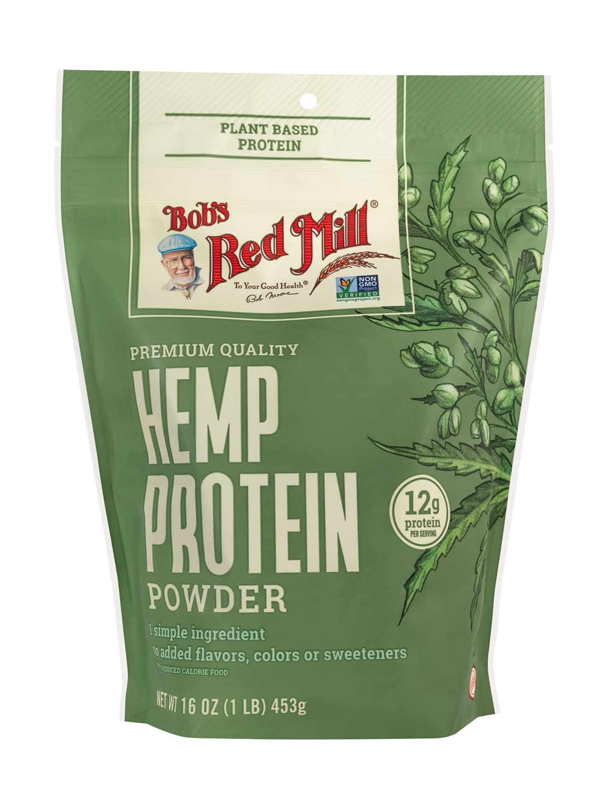 Cuchara con proteína de cáñamo de Bob's Red Mill para mezclar