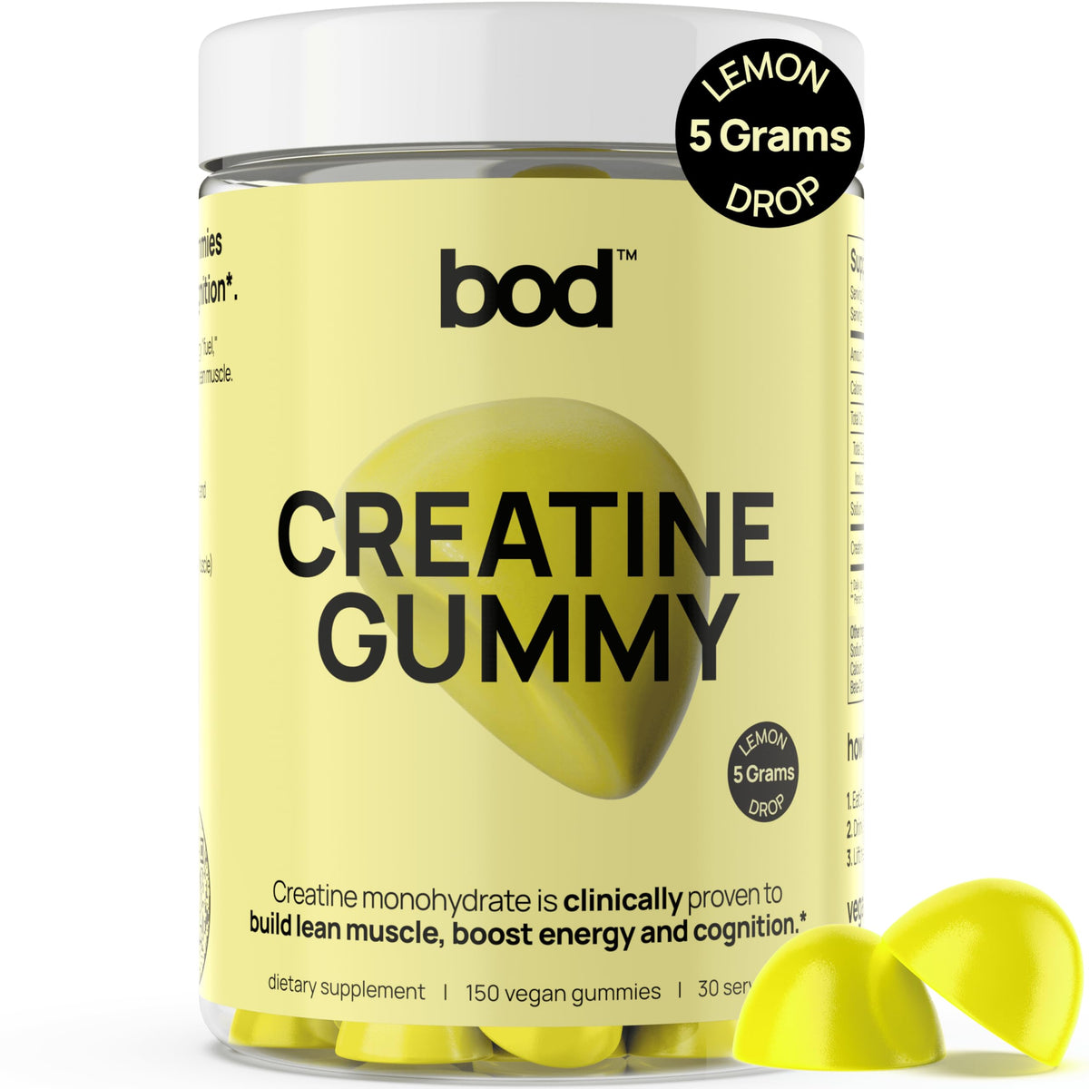 Gomitas Bod de creatina sabor limón, energía para entrenar.