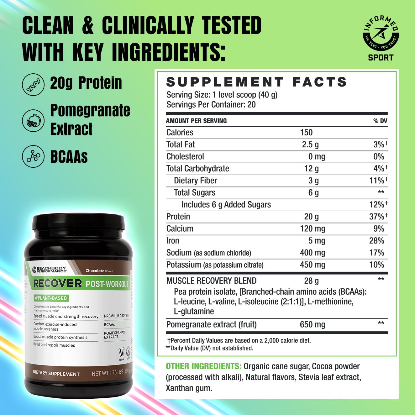 BODi Recover mezcla proteina vegetal para entrenamientos intensos.