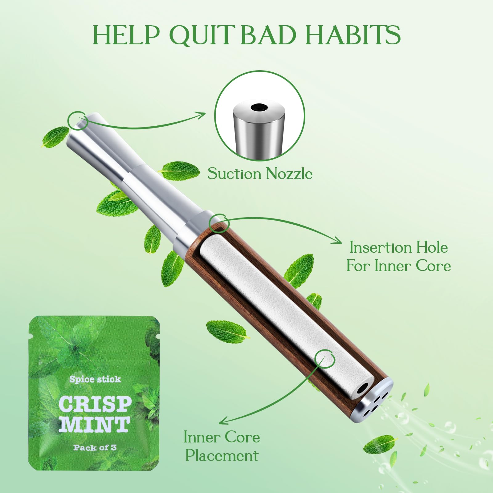 Nucleo de menta verde para el Inhalador Quit, aroma intenso.