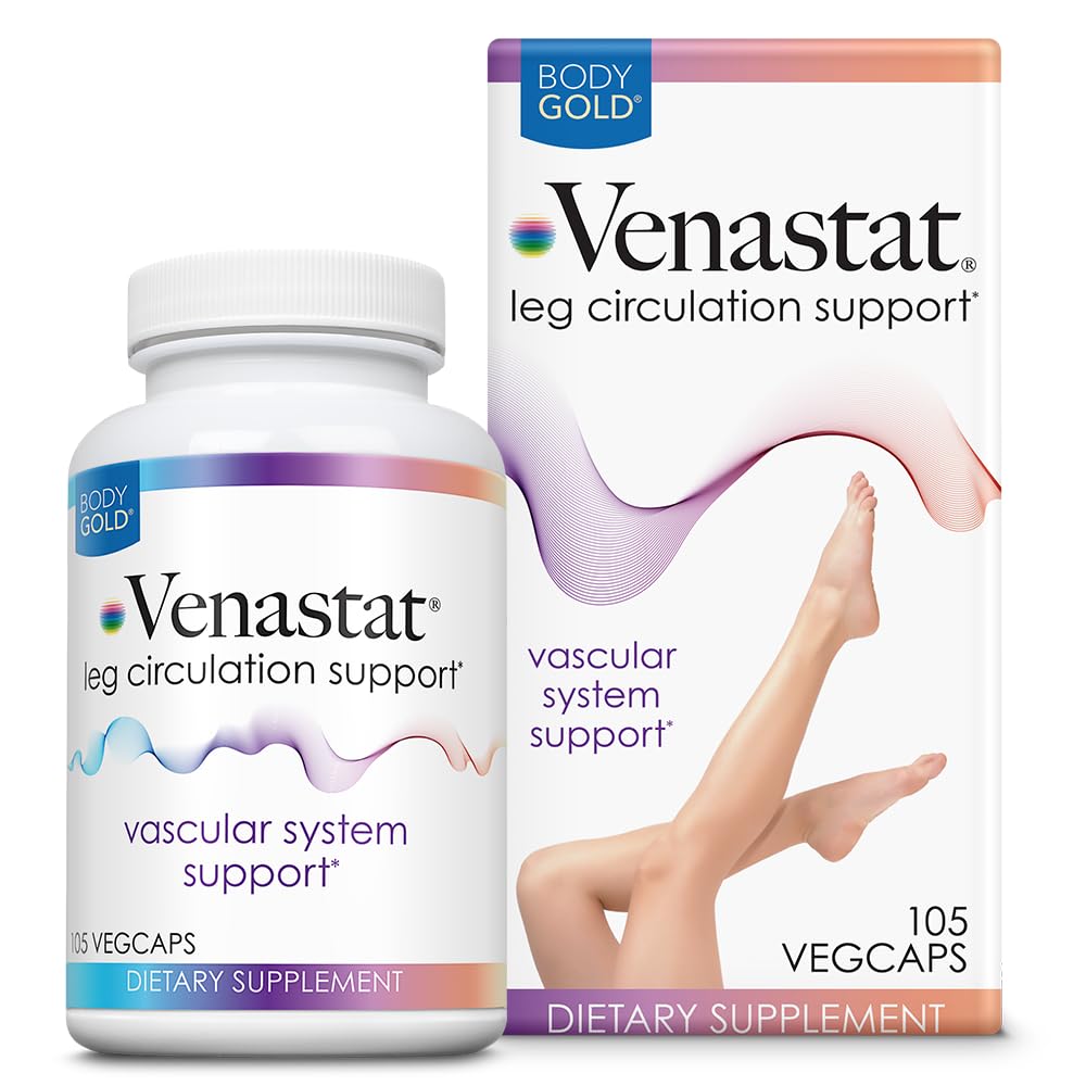 Body Gold Venastat: botella visible, apoyo a la circulación de las piernas.