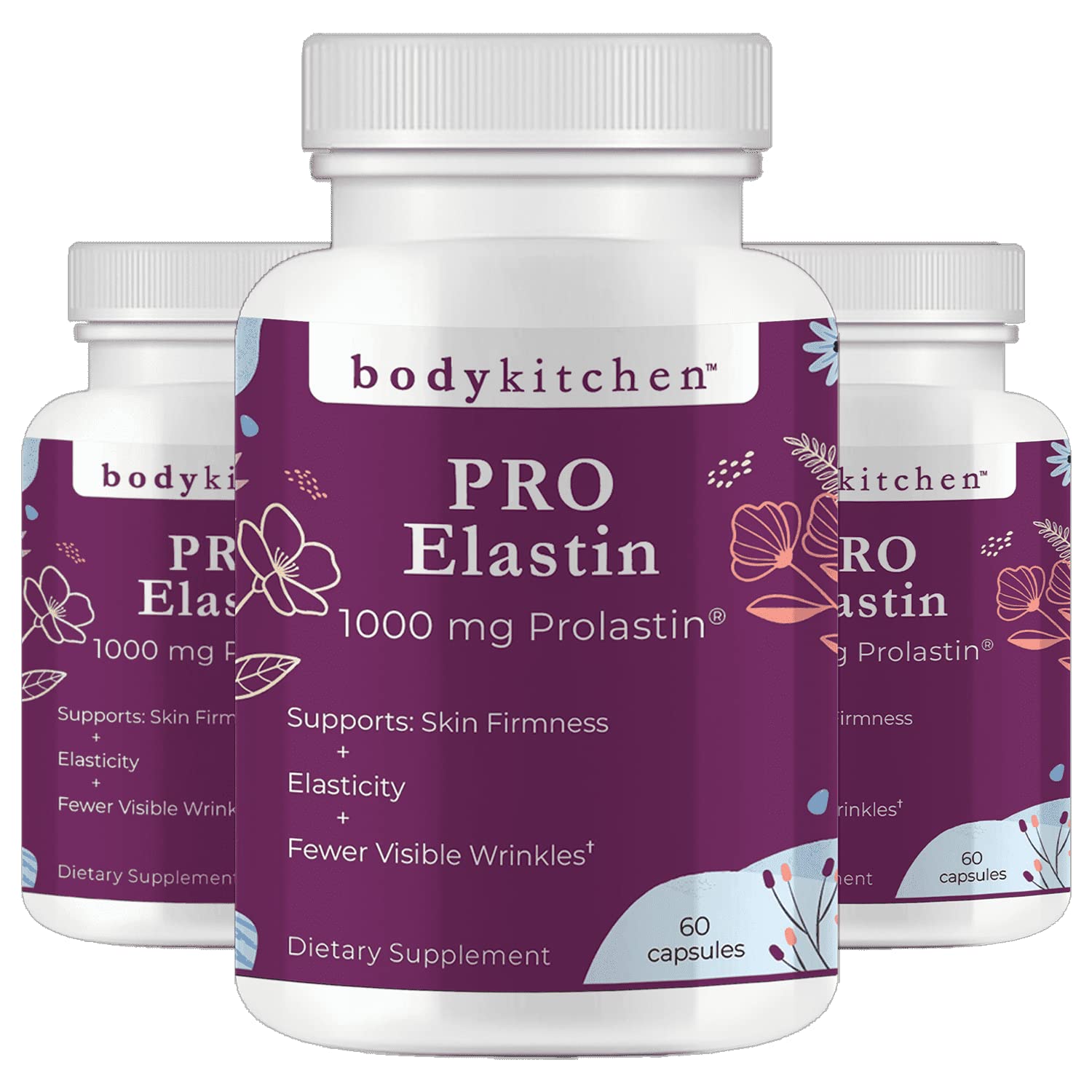Body Kitchen Pro-Elastin, botella frontal, puede apoyar la elasticidad de la piel