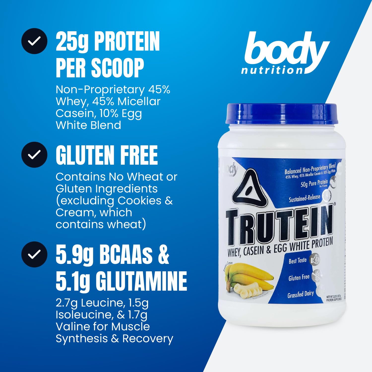 Body Nutrition Trutein: etiqueta de transparencia de ingredientes.