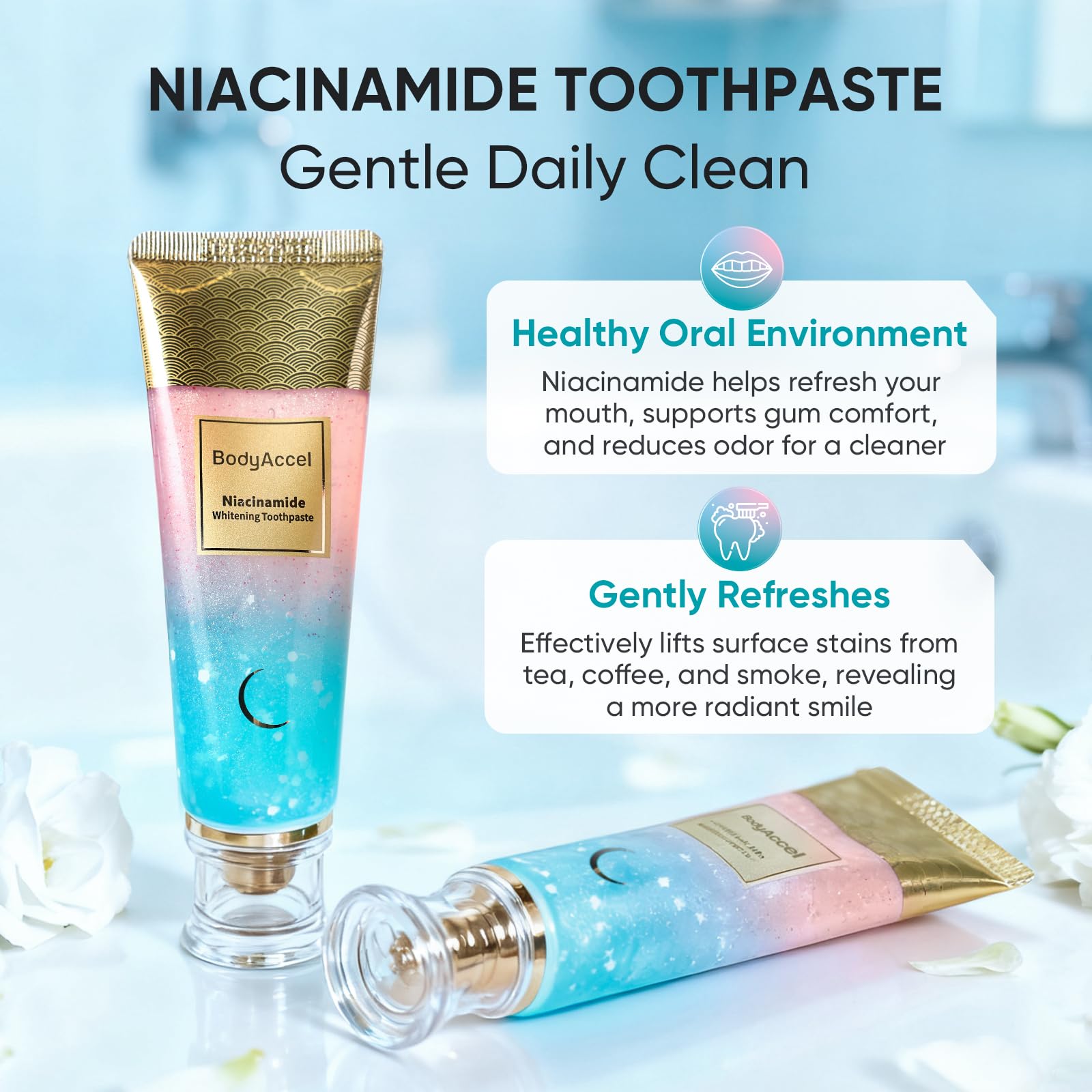 BodyAccel PASTA DENTAL Menta Natural con uso diario y frescura.