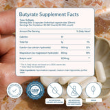 BodyBio Butirato, cápsulas veganas para salud intestinal.