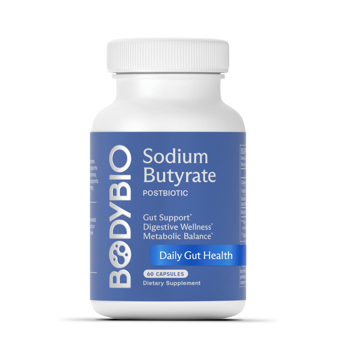 BodyBio Butirato envase 60 cápsulas para apoyar la salud intestinal