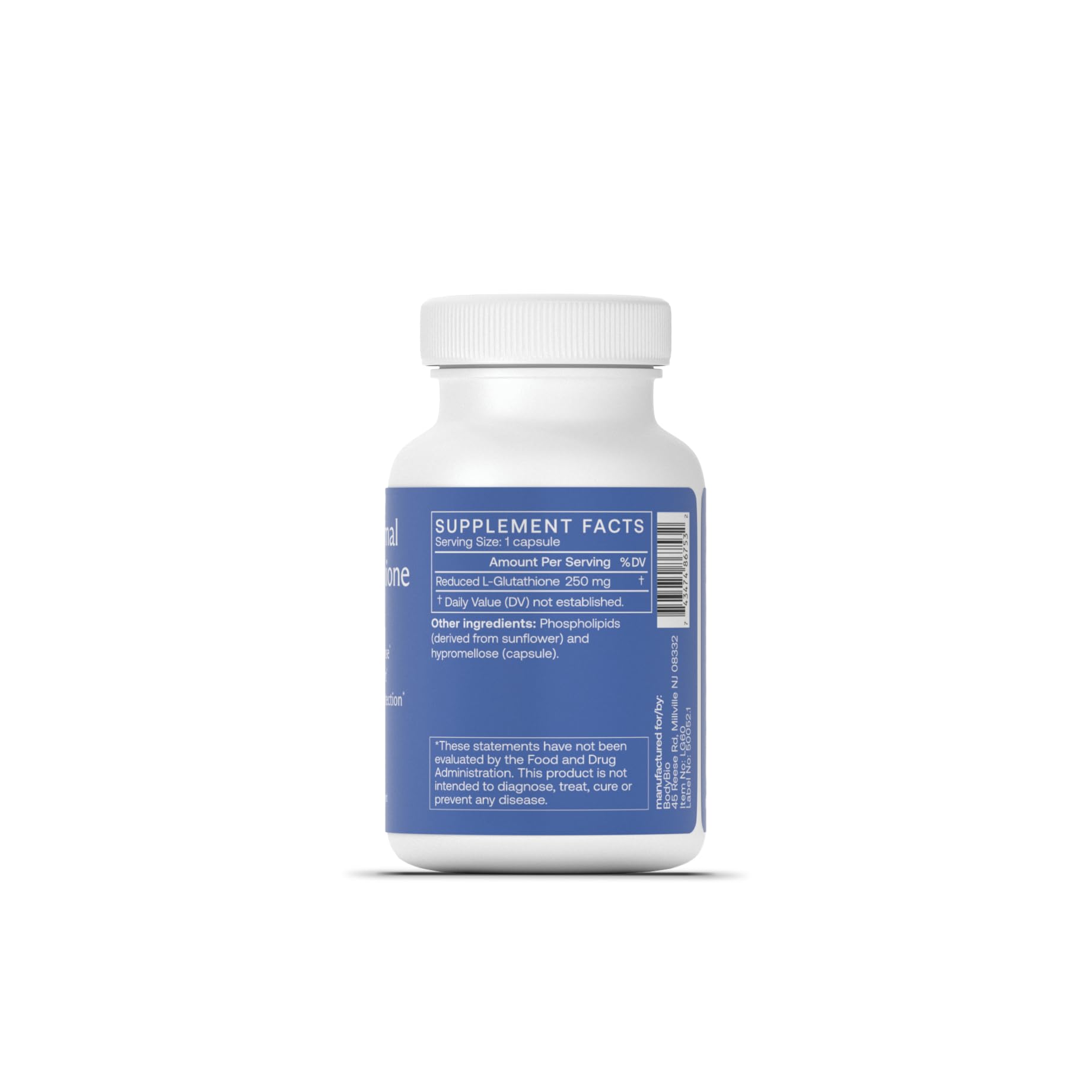 BodyBio Glutatión liposomal etiqueta frontal: apoyo inmunológico potencial