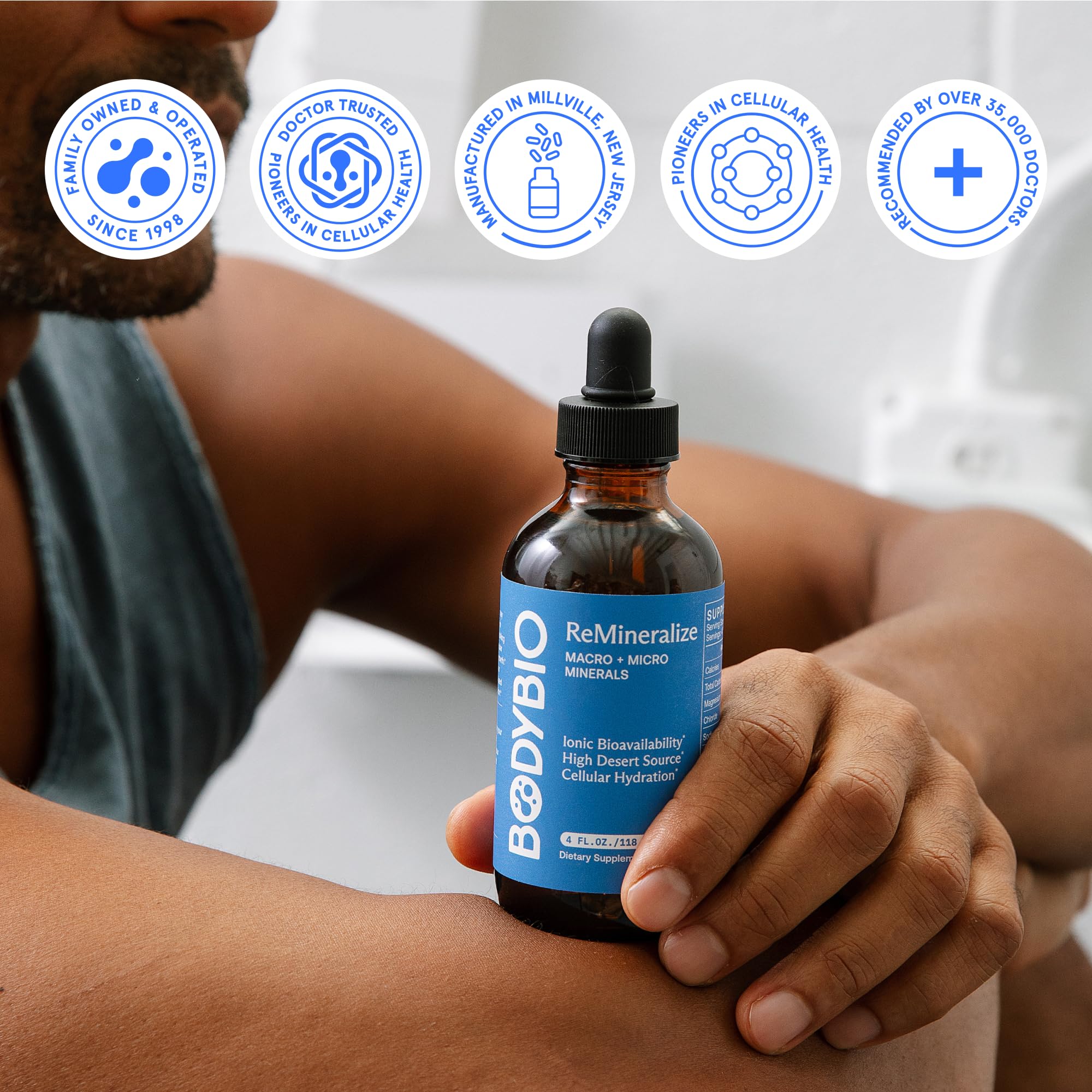 BodyBio ReMineralize, absorción rápida para hidratación diaria.
