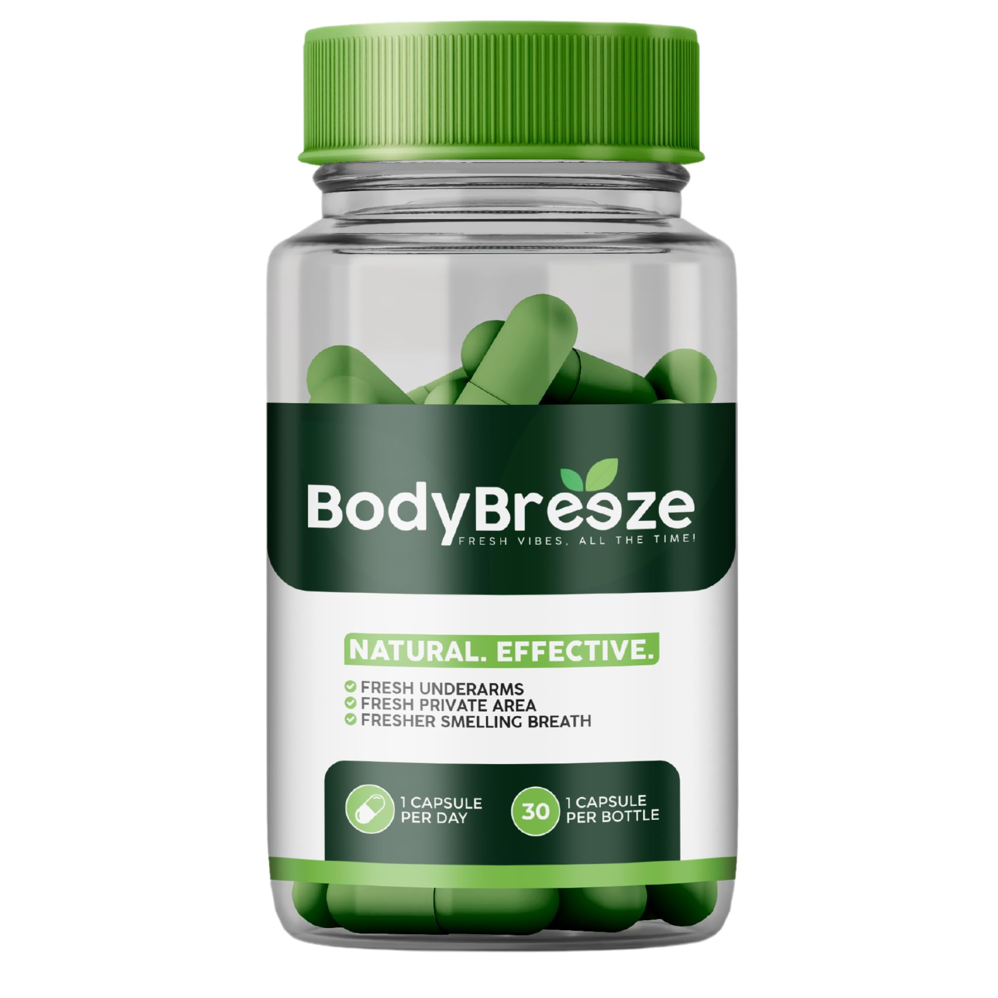 BodyBreeze: botella frontal de cápsulas con clorofila para control de olores.
