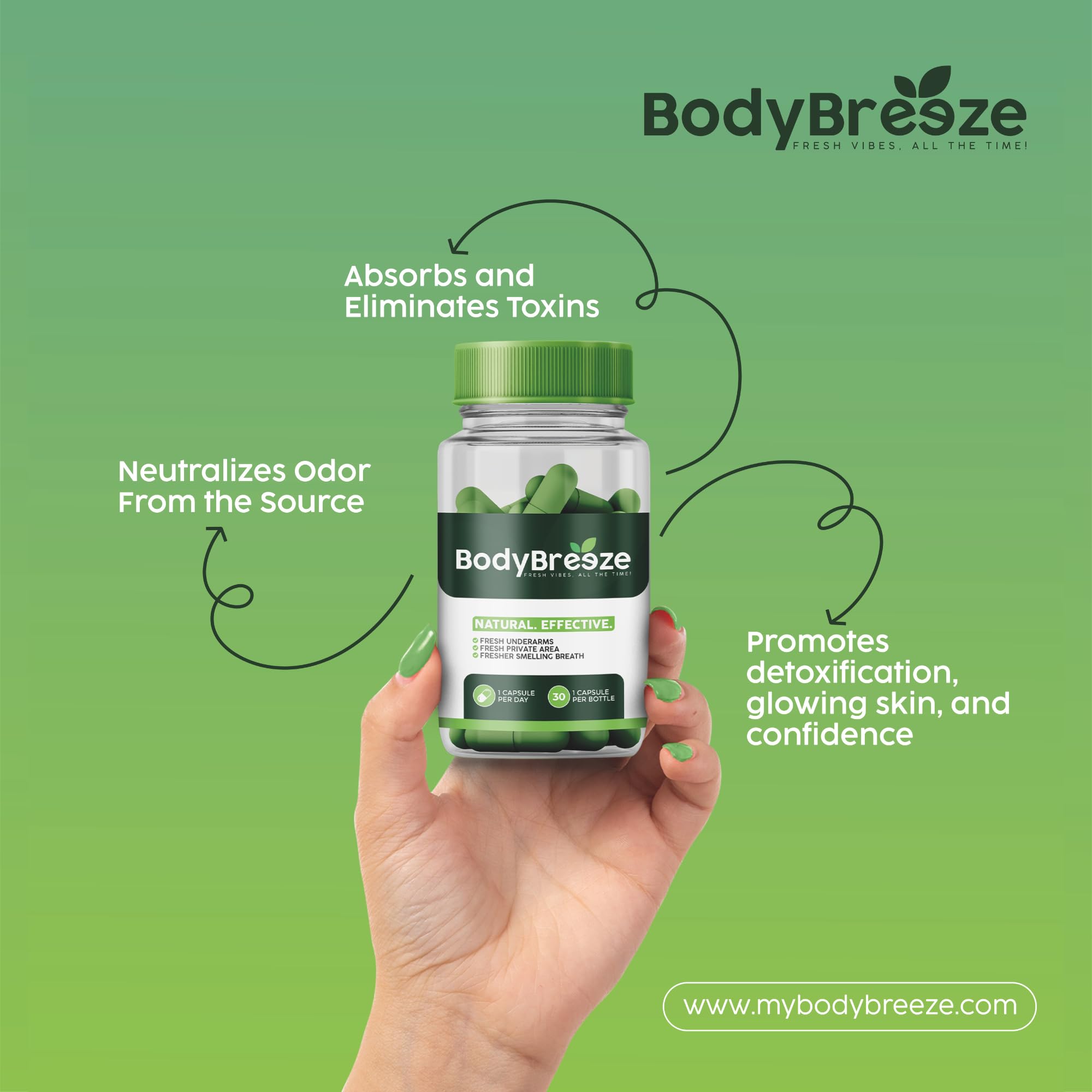 BodyBreeze: uso diario de cápsulas, fácil de incorporar.