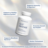 BodyHealth Gut Defense, vertido de cápsulas suaves, uso diario para apoyo digestivo.