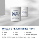 BodyHealth Omega3 etiqueta frontal, lectura clara de ingredientes para más confianza.