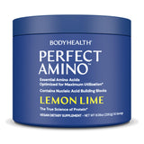 BodyHealth PerfectAmino en empaque limón-lima, listo para mezclar y consumir.