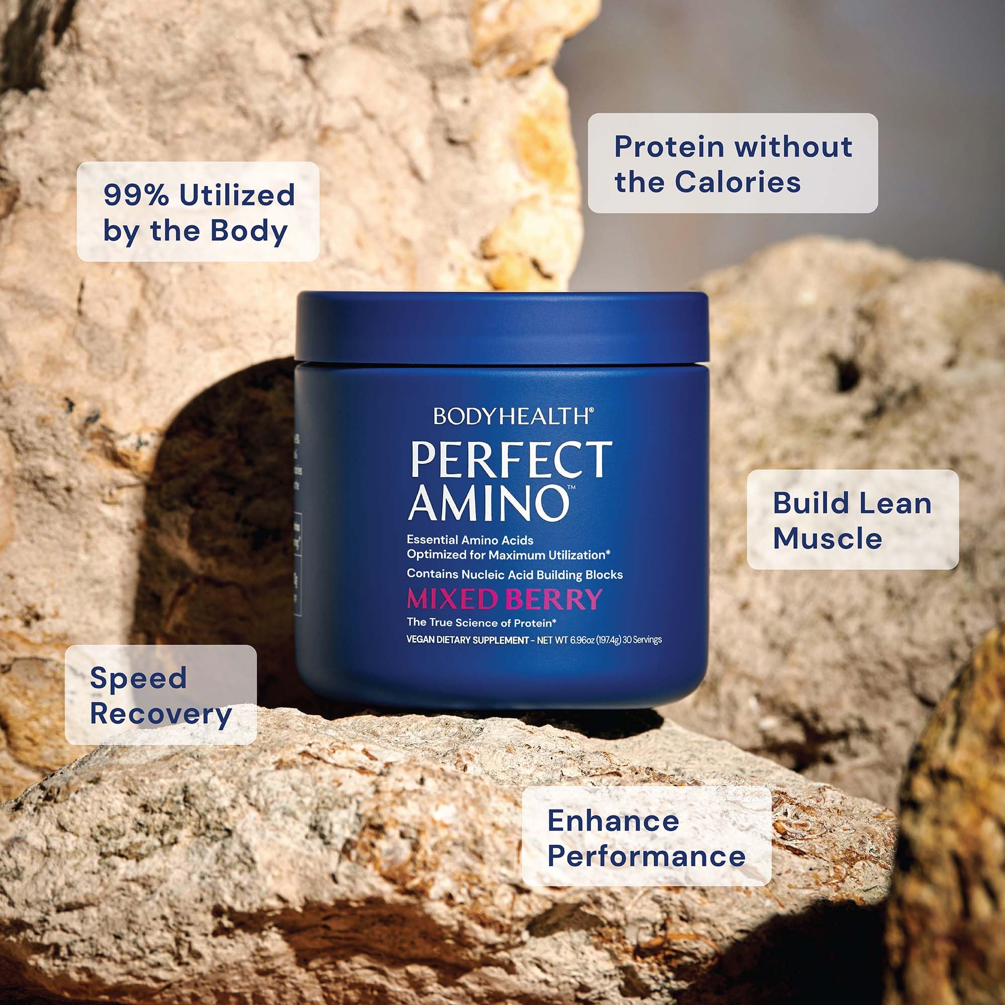 BodyHealth PerfectAmino, energía limpia para mantener el ritmo durante el entrenamiento.