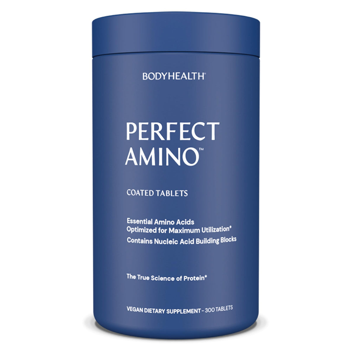 BodyHealth PerfectAmino envase 300 tabletas para uso diario y recuperación muscular.