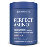BodyHealth PerfectAmino en envase con etiqueta clara para energía previa al entrenamiento.