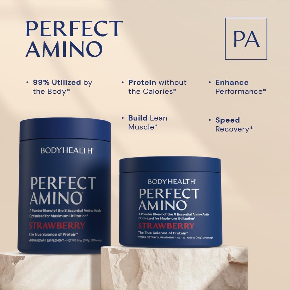 BodyHealth PerfectAmino etiqueta, fórmula limpia para consumo diario