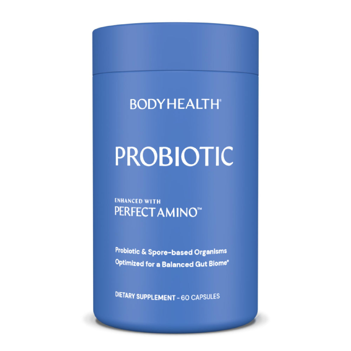 BodyHealth Probiótico PerfectAmino, caja del producto, posible apoyo diario al bienestar intestinal.