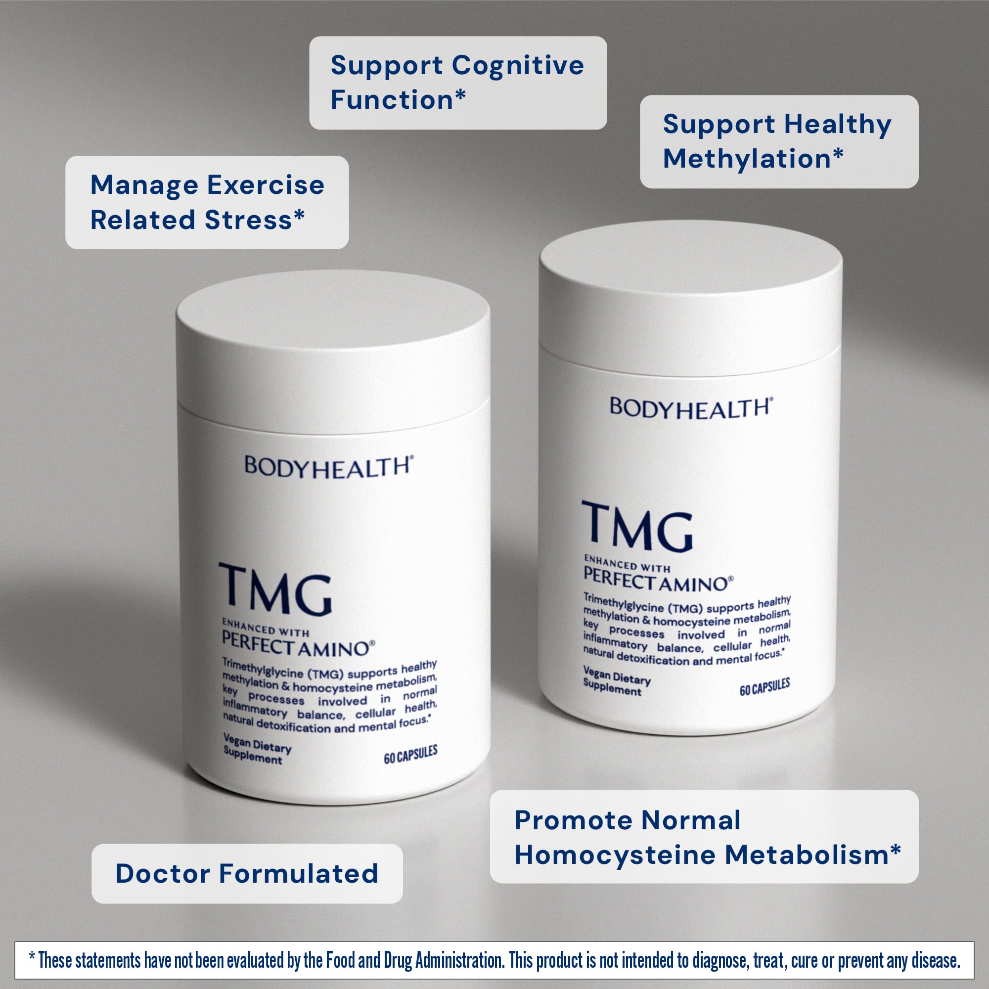 BodyHealth TMG 1000mg contenedor caja con información de dosis diaria