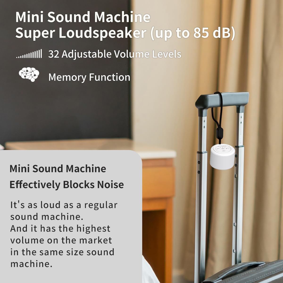 BodyHush mini máquina de ruido blanco portátil ideal para viajes.