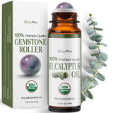 BodyJ4You Eucalipto Roll-On con bola de cristal fluorita para aplicación suave en puntos de pulso.