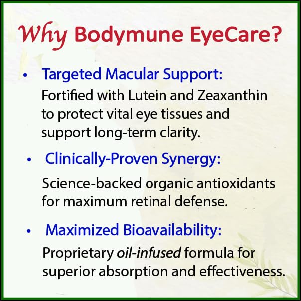 Bodymune EyeCare: cápsulas en primer plano para nutrición de la visión.