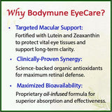 Bodymune EyeCare: cápsulas en primer plano para nutrición de la visión.