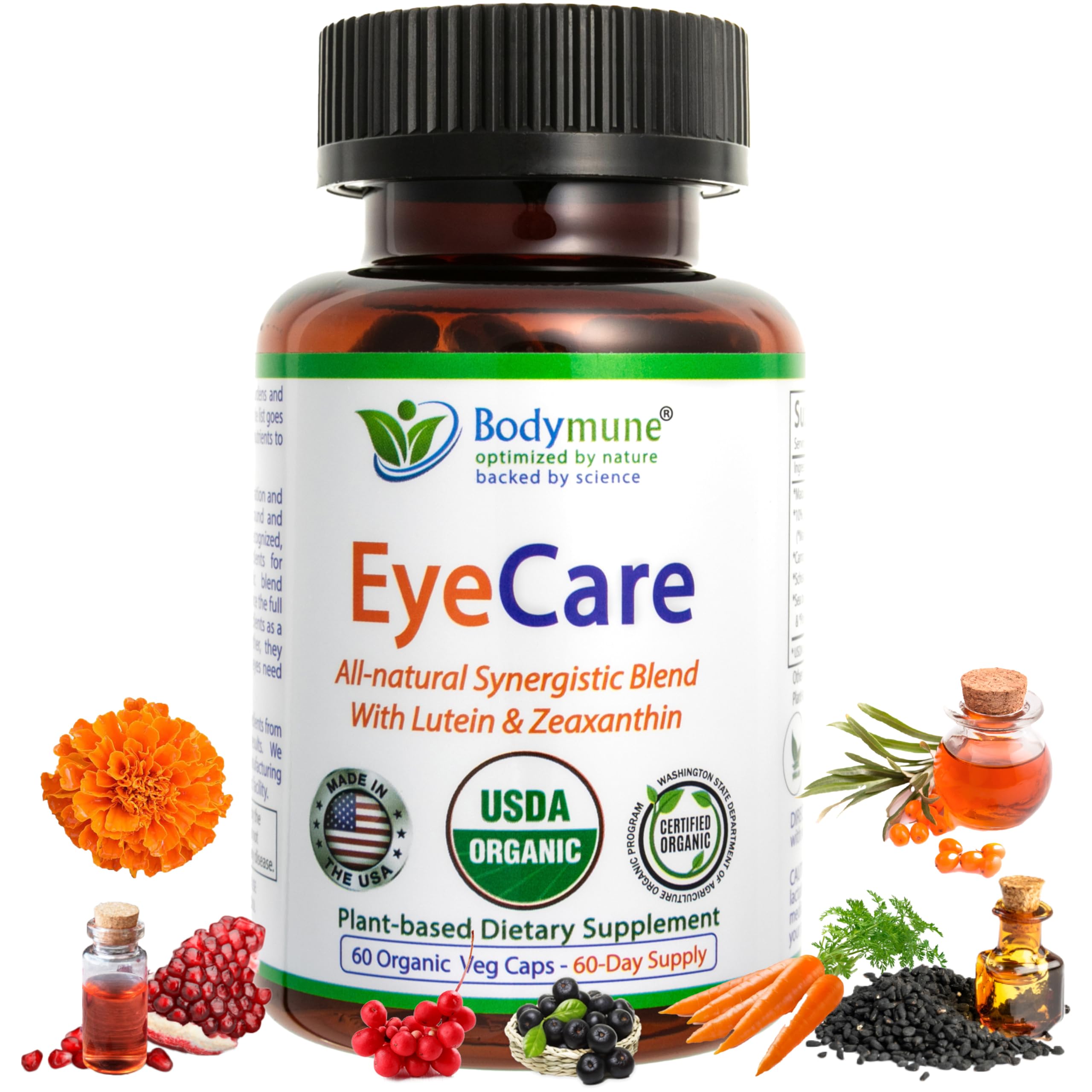 Bodymune EyeCare: botella en primer plano para apoyar la salud ocular diaria.