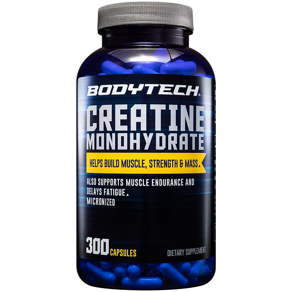 BodyTech Creatina Monohidratada Cápsulas: envase 300 para entrenamiento sostenido.