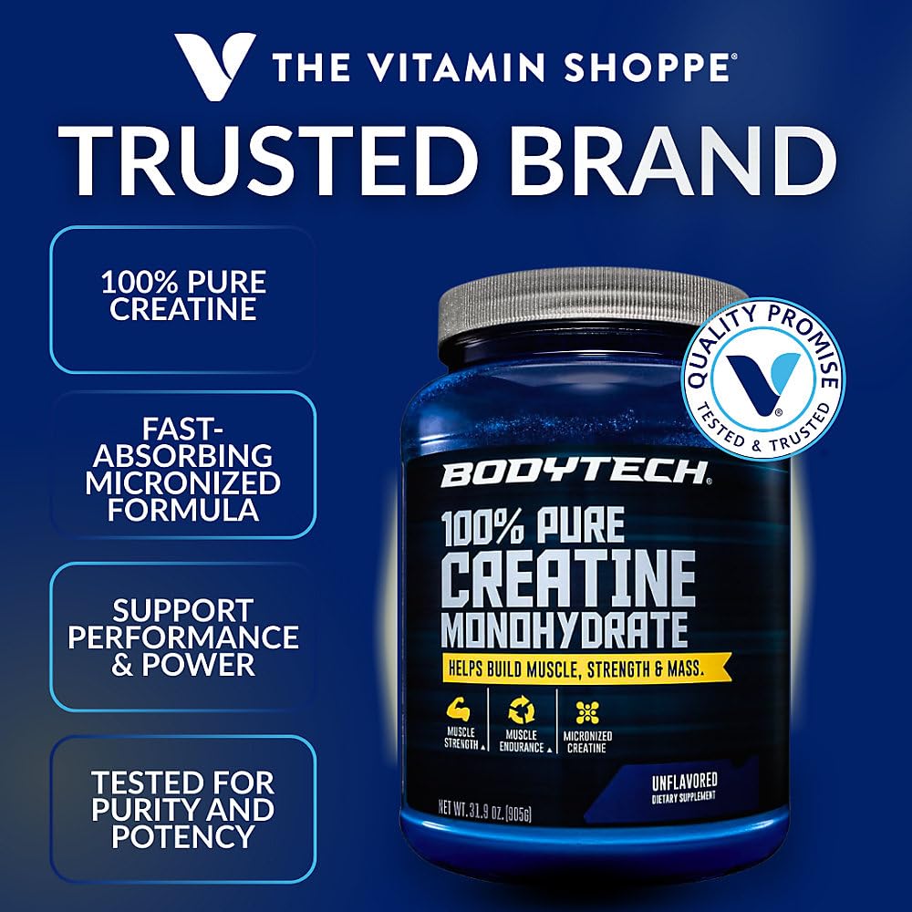BodyTech Creatina Monohidrato Micronizado en bote de 904 g para uso diario.