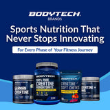 BodyTech Creatina Monohidrato Micronizado envase ergonómico para almacenamiento.