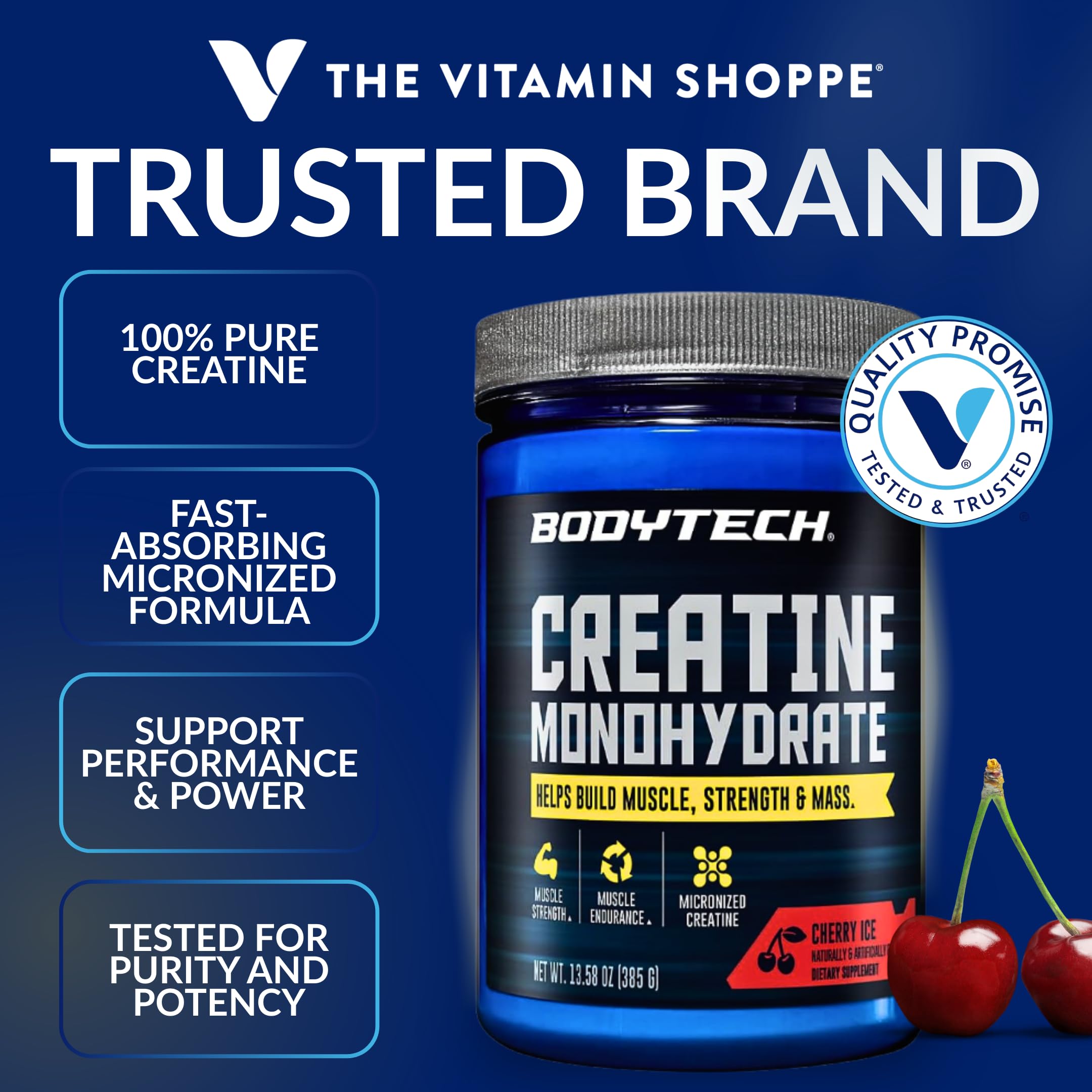 Pote BodyTech creatina monohidrato pura en envase compacto