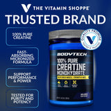 BodyTech Creatina Monohidrato puro, mezcla fácil en cualquier bebida sin alterar el sabor.