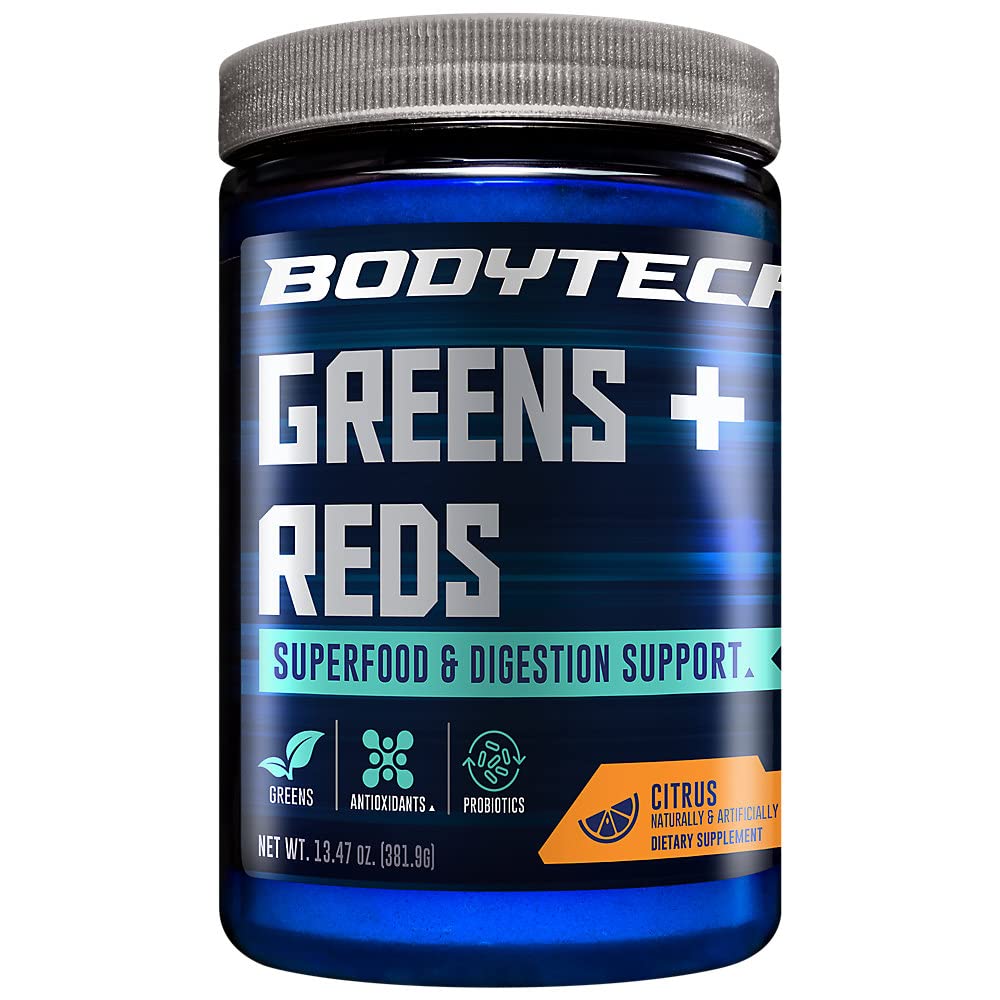 BodyTech Greens + Reds en batido cítrico para energía diaria.