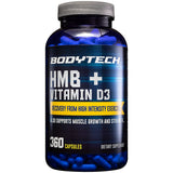 BodyTech HMB D3 en bote, vista frontal, apoyo a la masa muscular.