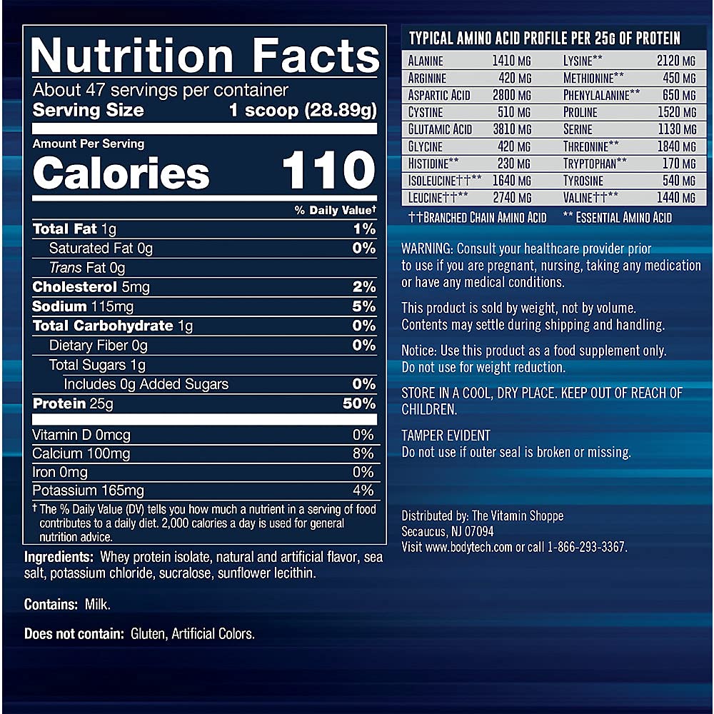 BodyTech Whey Protein Isolate vainilla, mezcla fácil en batidos para sabor suave.