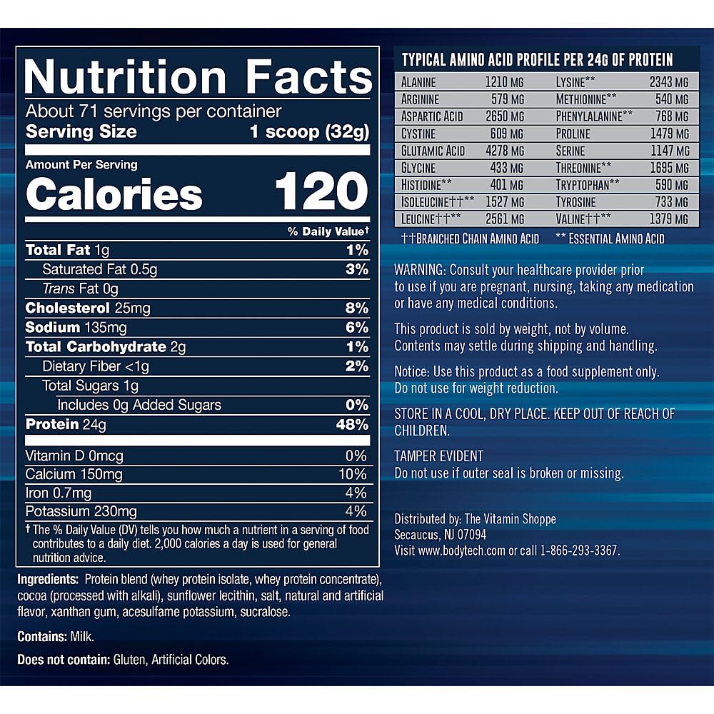 BodyTech Whey Tech Pro 24 empaque de 5 lb, proteína de alta pureza
