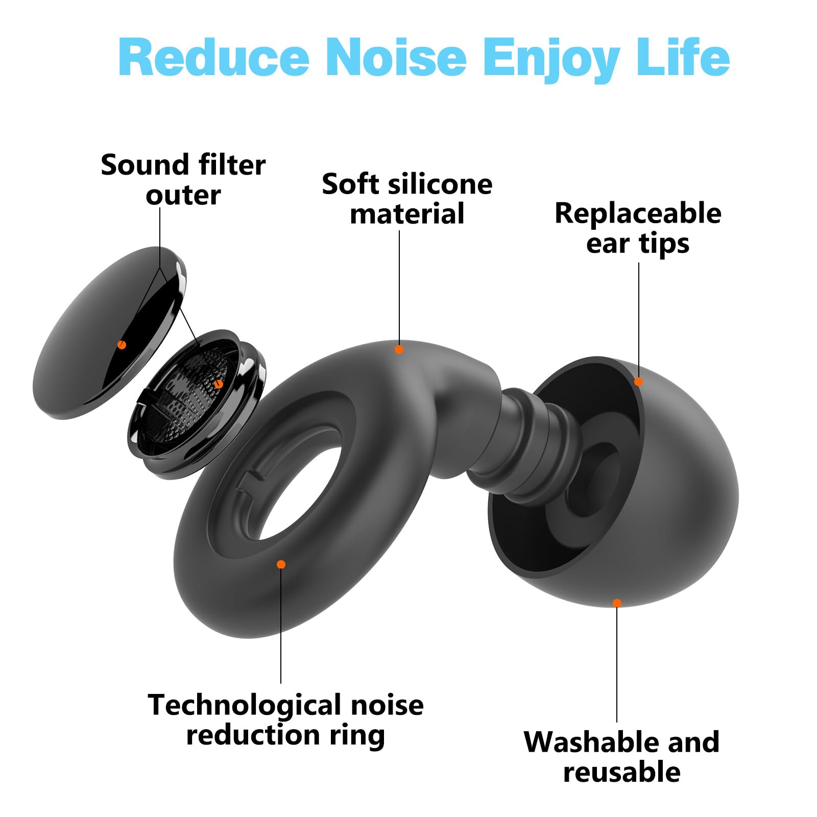 BOECIOG tapones oídos con ajuste cómodo, ideal para dormir de lado