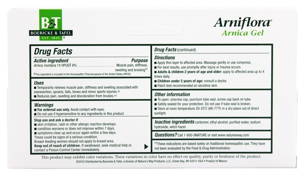 Arniflora Arnica Gel de Boericke & Tafel, aplicación rápida para la hinchazón tras esfuerzos.