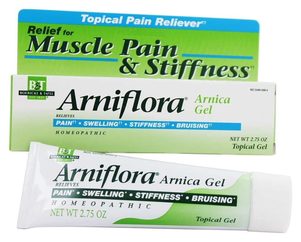 Boericke & Tafel Arniflora Arnica Gel, bote compacto para alivio temporal del dolor muscular.