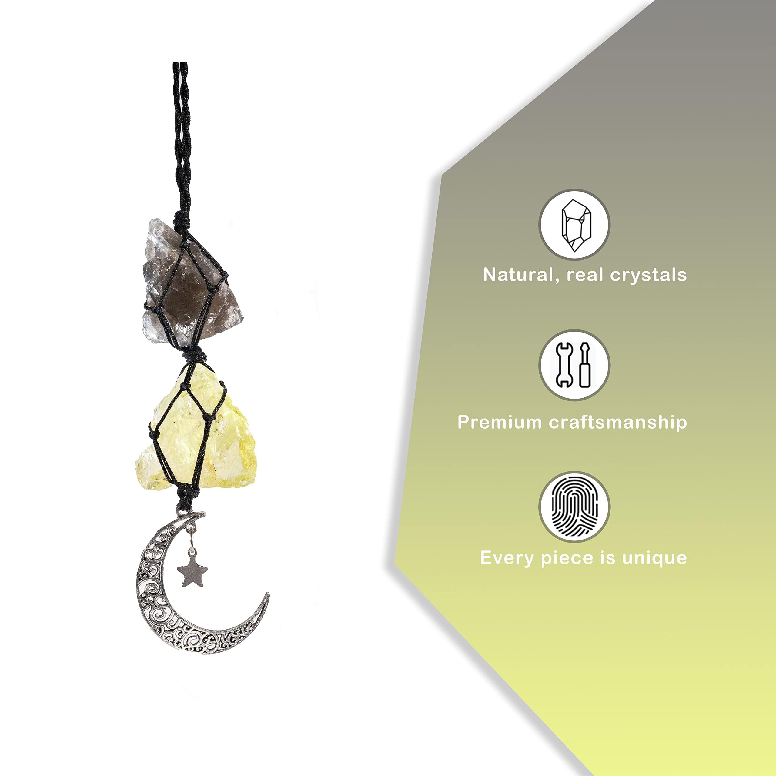 BOHO GARDEN accesorio retrovisor con cristal natural, favorece claridad mental diaria.