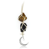 BOHO GARDEN colgante para coche con ojo de tigre y turmalina negra para equilibrio emocional.